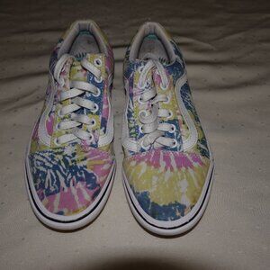 PREOWNED GENTLY USED WOMENS VANS WHITE TYE DYE SNEAKERS SIZE 7 1/2